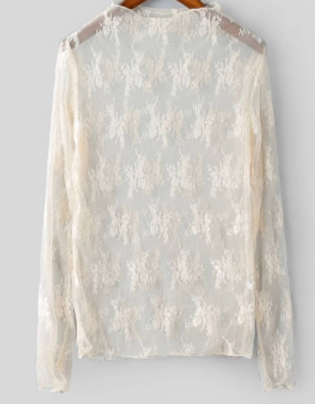 Embroidered Sheer Tee: Cream
