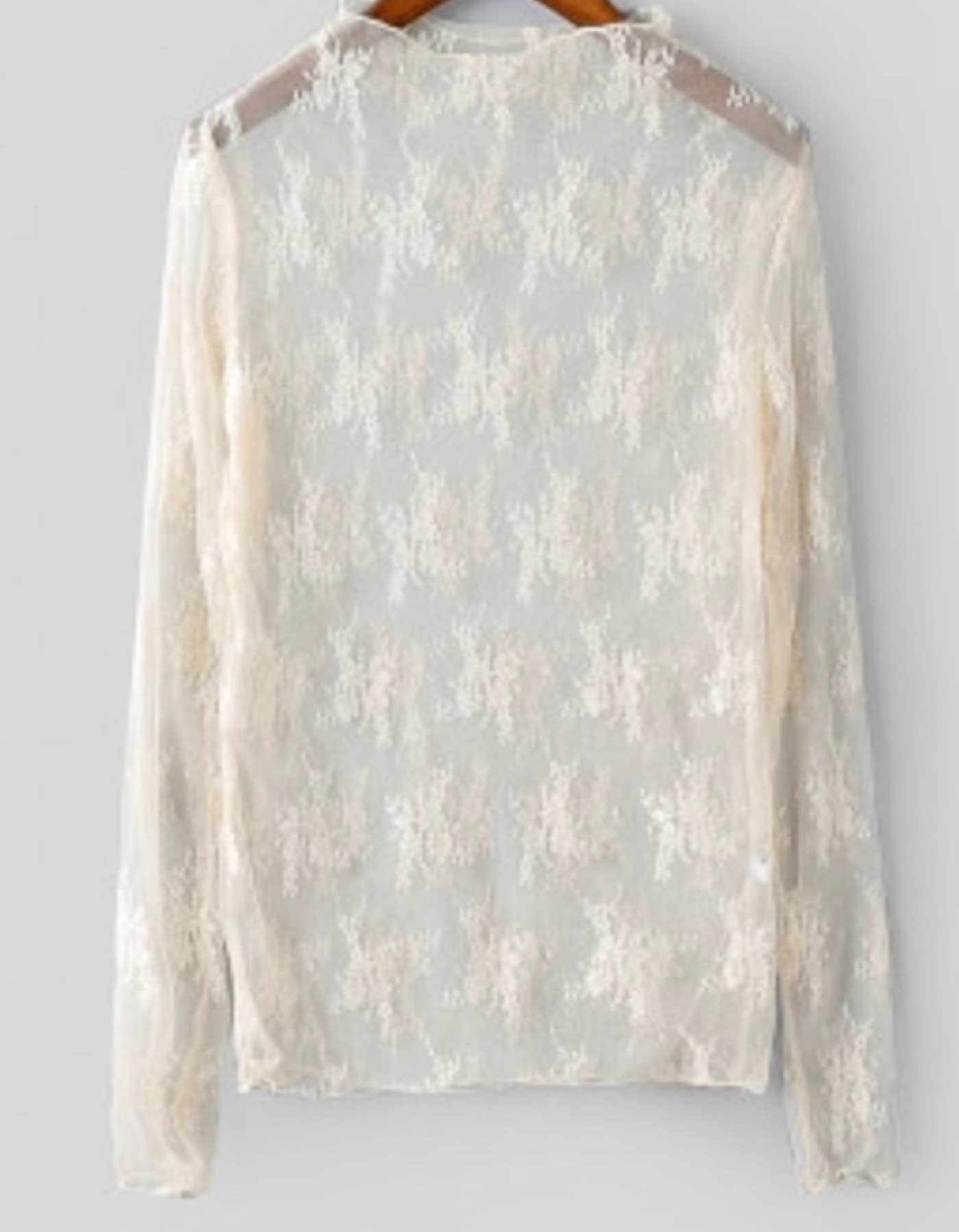 Embroidered Sheer Tee: Cream
