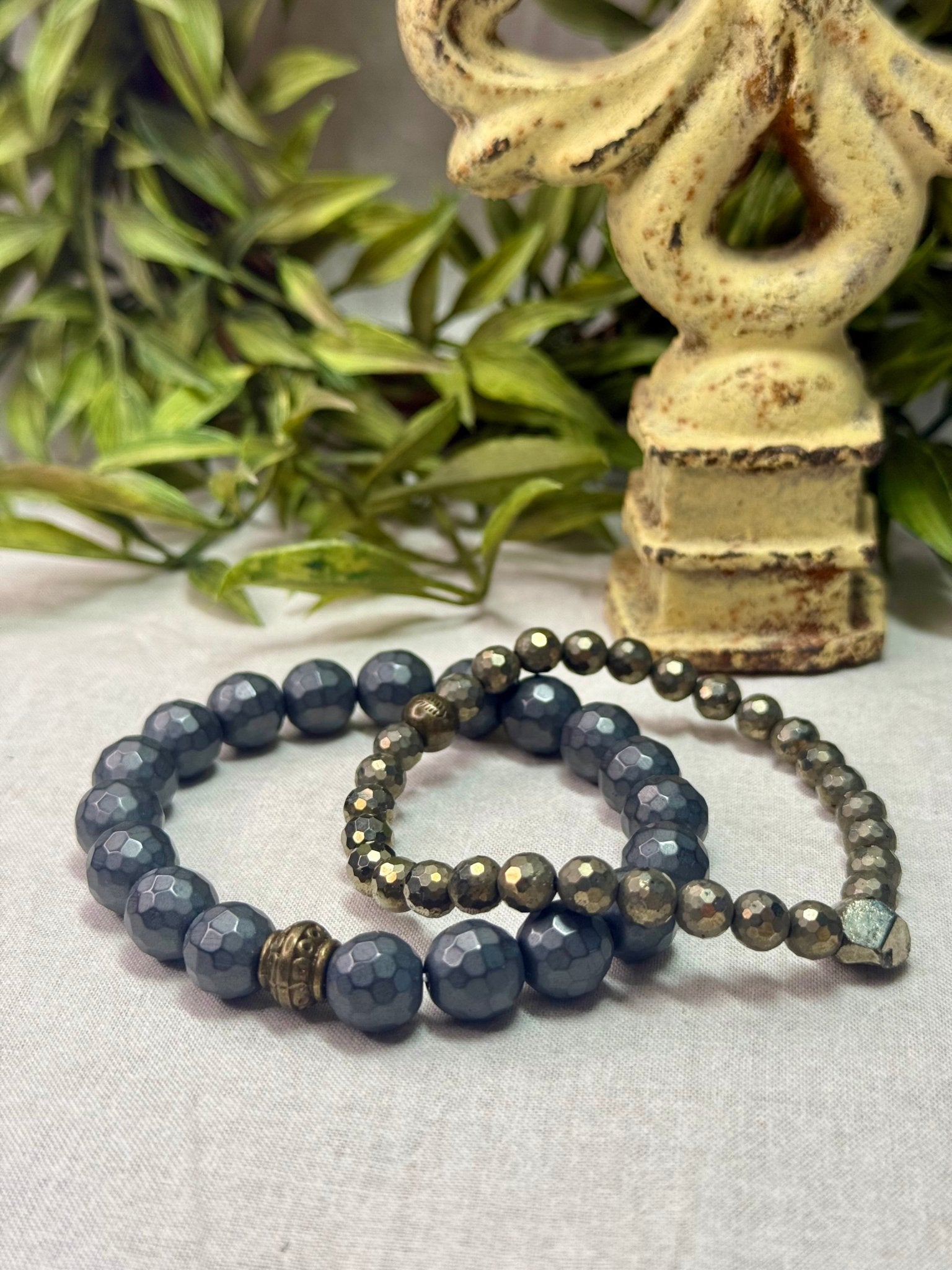 Faceted Pyrite Stretch Bracelet - Vintage Vault Boutique