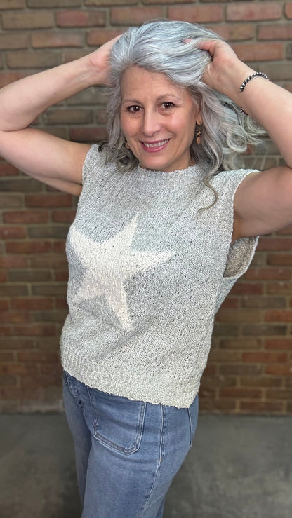 Sleeveless Star Sweater - Vintage Vault Boutique