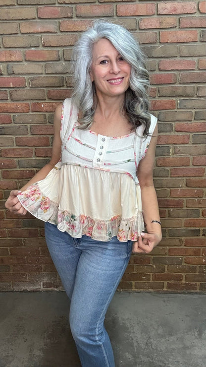 Natural Babydoll Tank Top - Vintage Vault Boutique