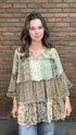 Vintage Patchwork Bell Sleeve Top - Vintage Vault Boutique