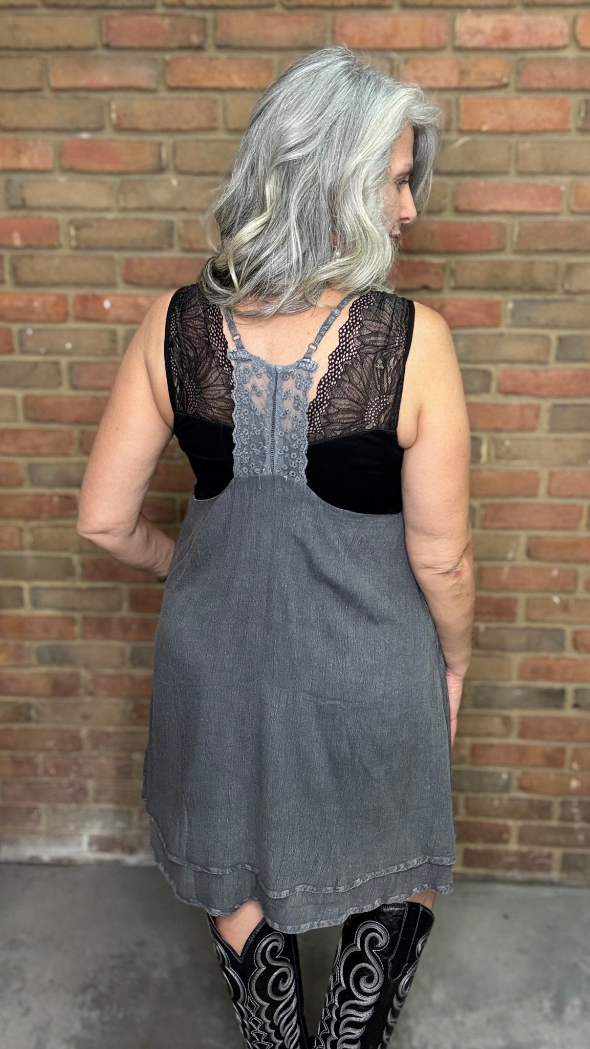 Long Charcoal Tunic Tank - Vintage Vault Boutique