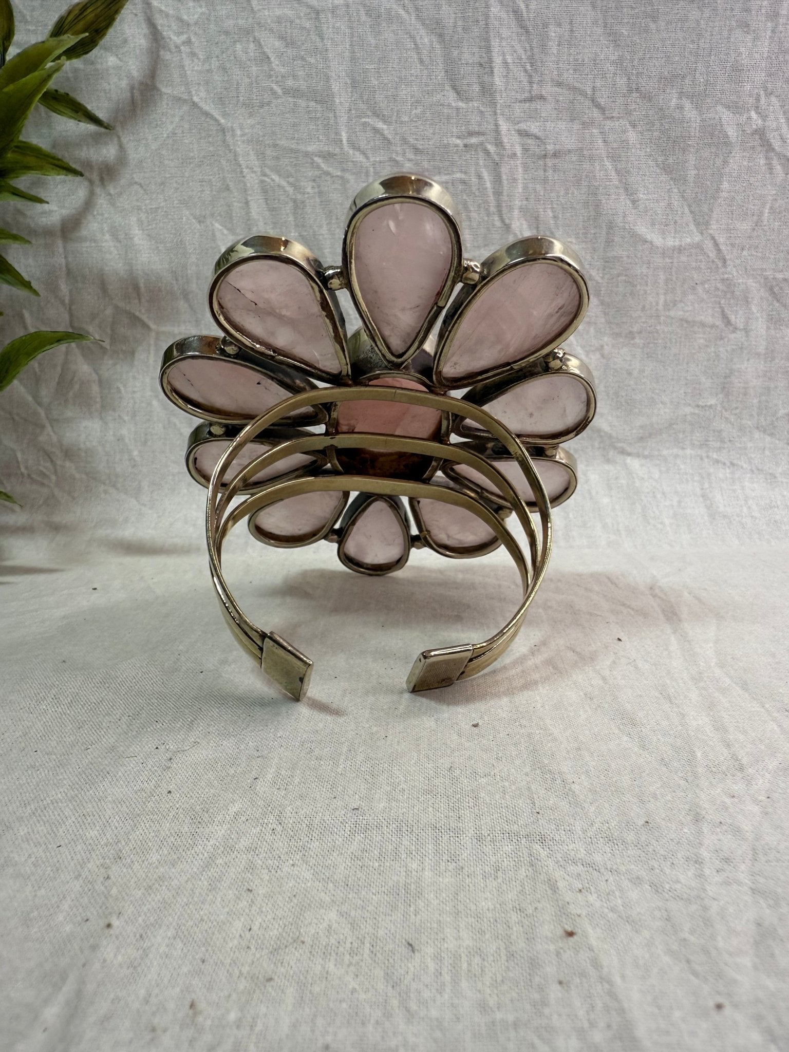 Smokey Rose Flower Cuff Bracelet - Vintage Vault Boutique