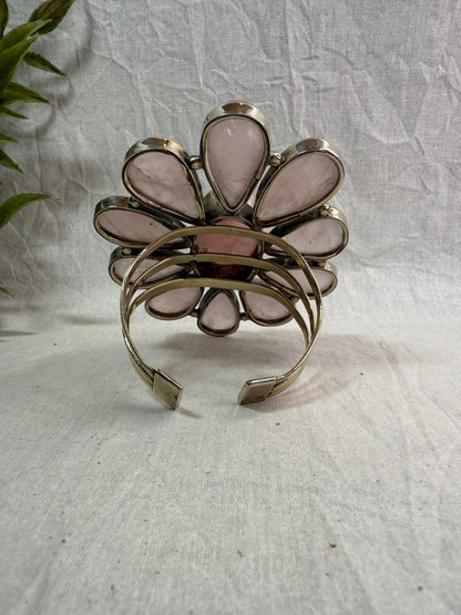 Smokey Rose Flower Cuff Bracelet - Vintage Vault Boutique