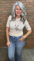 Ivory Floral Mesh Top - Vintage Vault Boutique