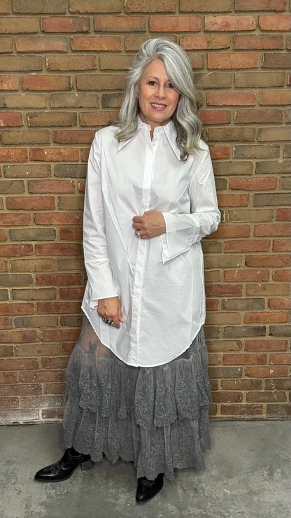 White X - Long Pointed Collar Shirt - Vintage Vault Boutique