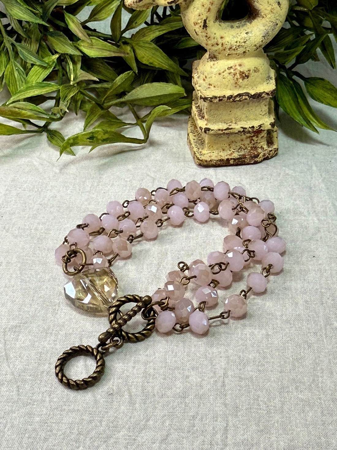 Smokey Pink Multi Strand Toggle Bracelet - Vintage Vault Boutique