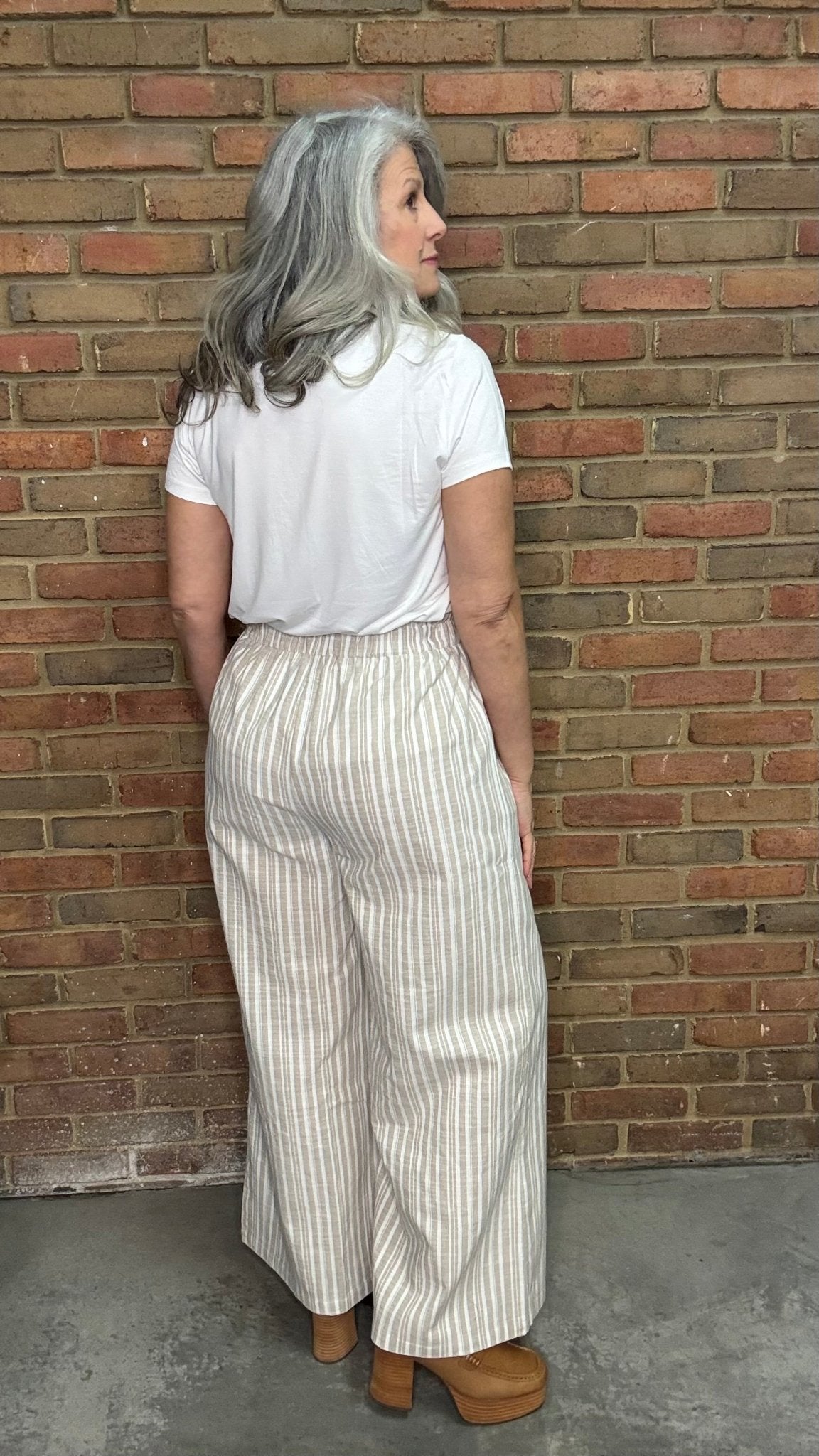 Linen Striped Wide Leg Pant - Vintage Vault Boutique