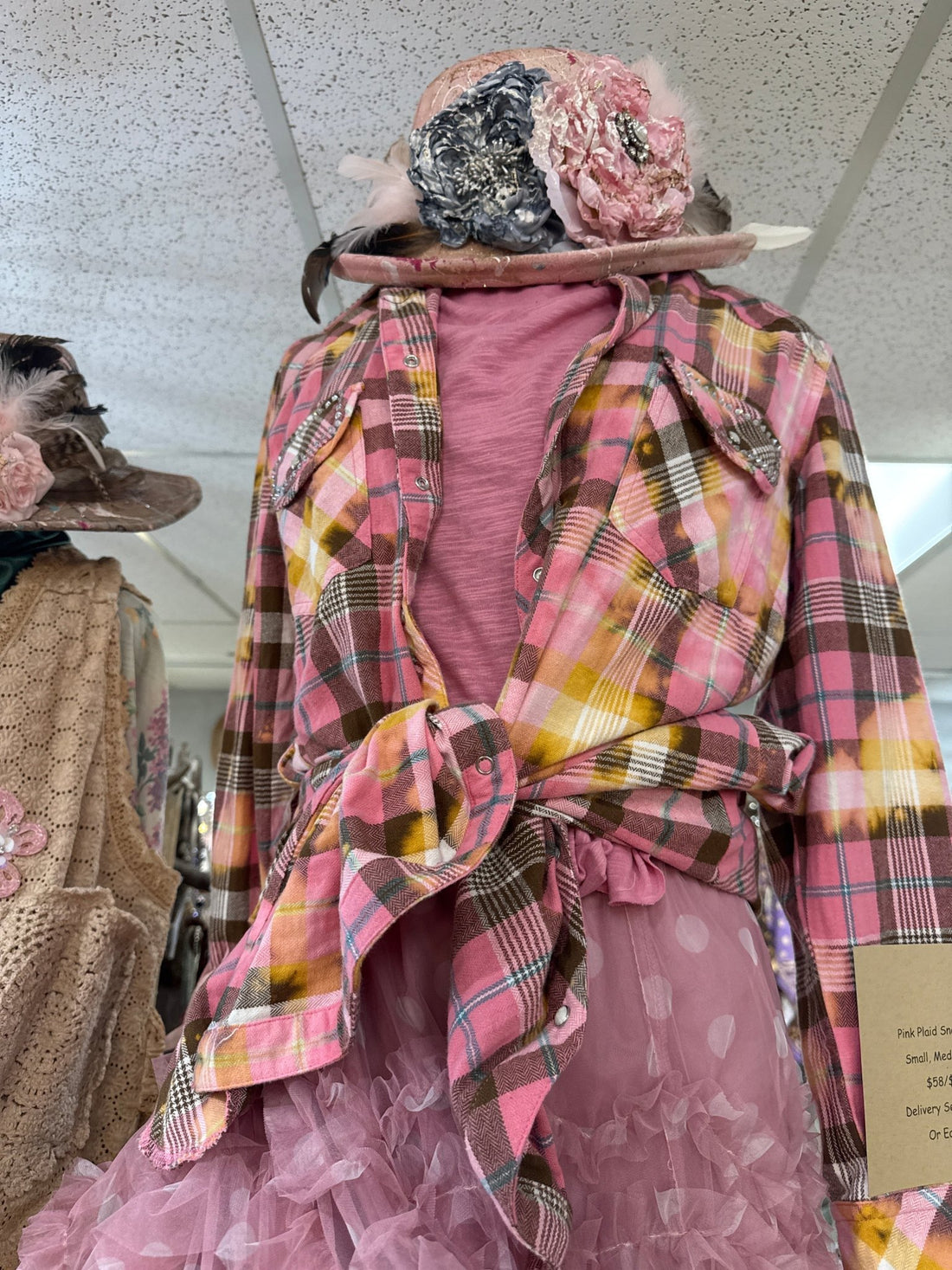Pink Plaid Snap Front - Vintage Vault Boutique