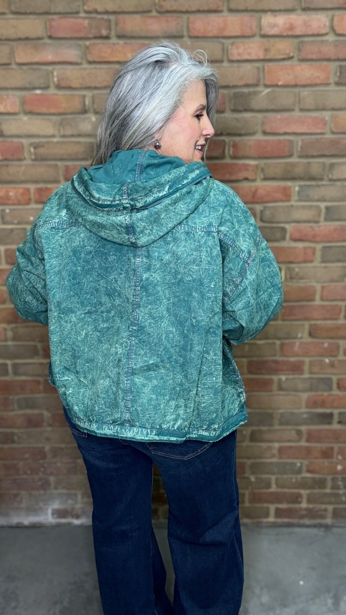 Teal Hoodie Wind Jacket - Vintage Vault Boutique