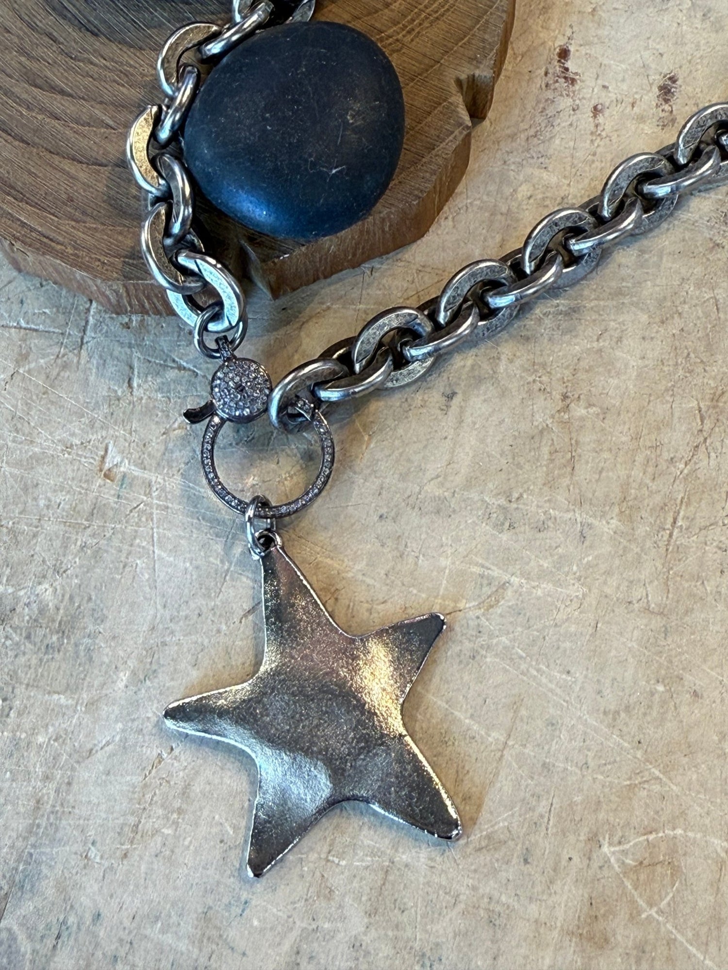 Star Charm on Diamond Clasp Necklace - Vintage Vault Boutique