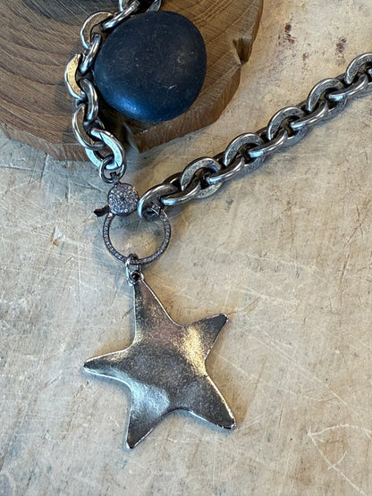 Star Charm on Diamond Clasp Necklace - Vintage Vault Boutique