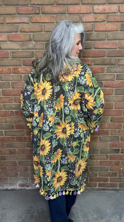 Sunflower Cotton Kimono - Vintage Vault Boutique