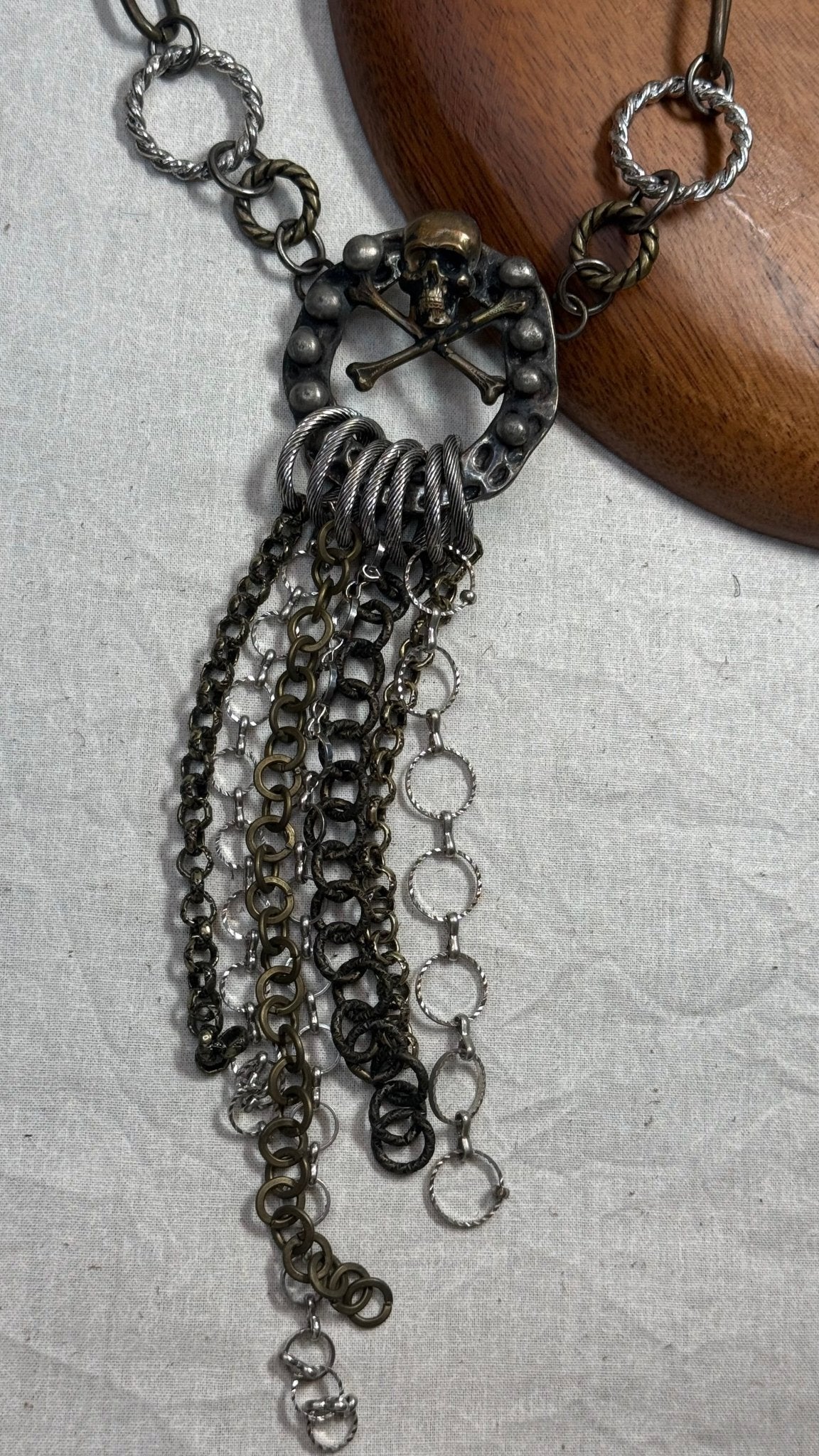 Skull Cross Bones and Chains Necklace - Vintage Vault Boutique
