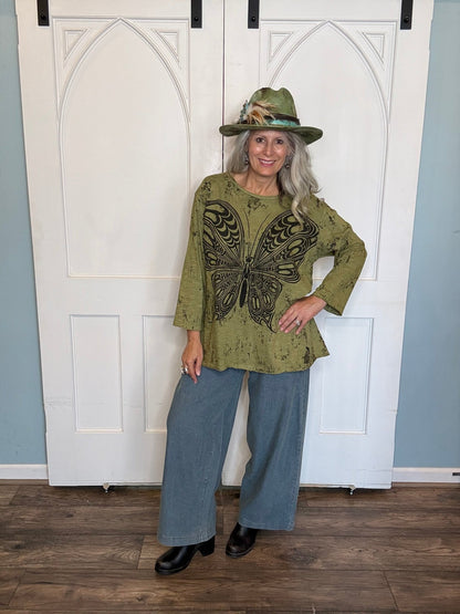 Denim Jogger Pant with Bottom Ties - Vintage Vault Boutique