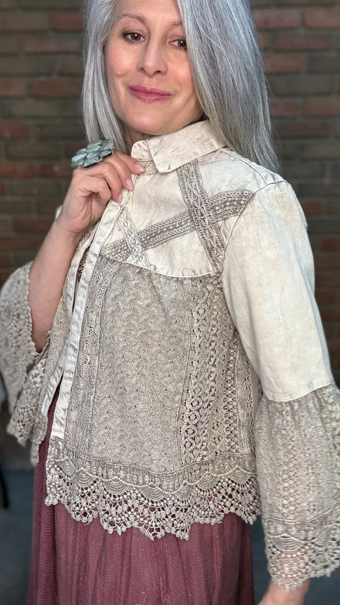 Crochet Lace Bell Sleeve Jacket - Vintage Vault Boutique