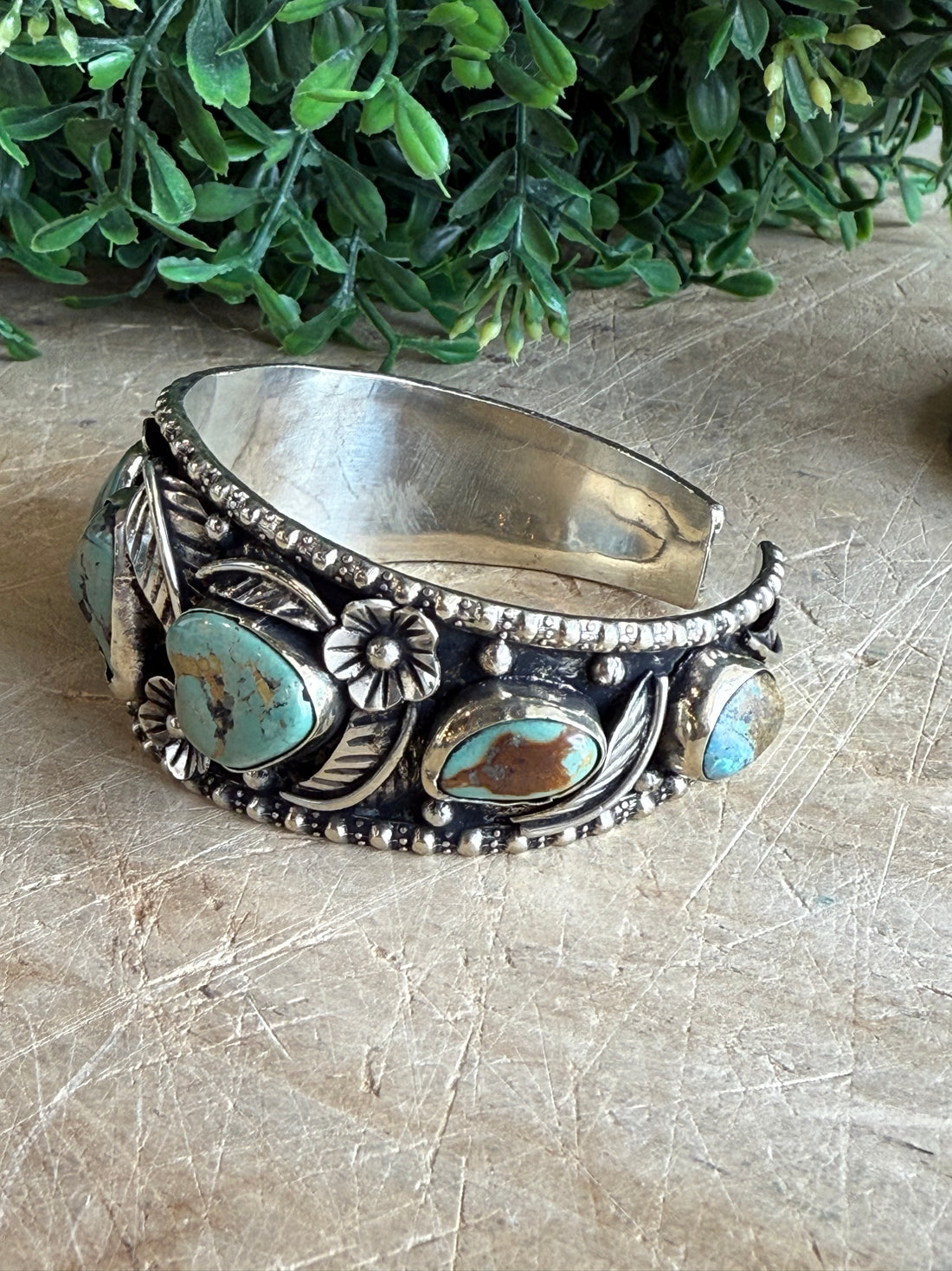 Floral and Turquoise Cuff