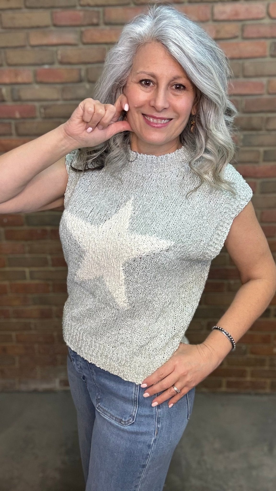 Sleeveless Star Sweater - Vintage Vault Boutique