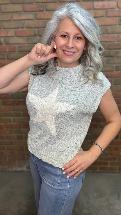 Sleeveless Star Sweater - Vintage Vault Boutique