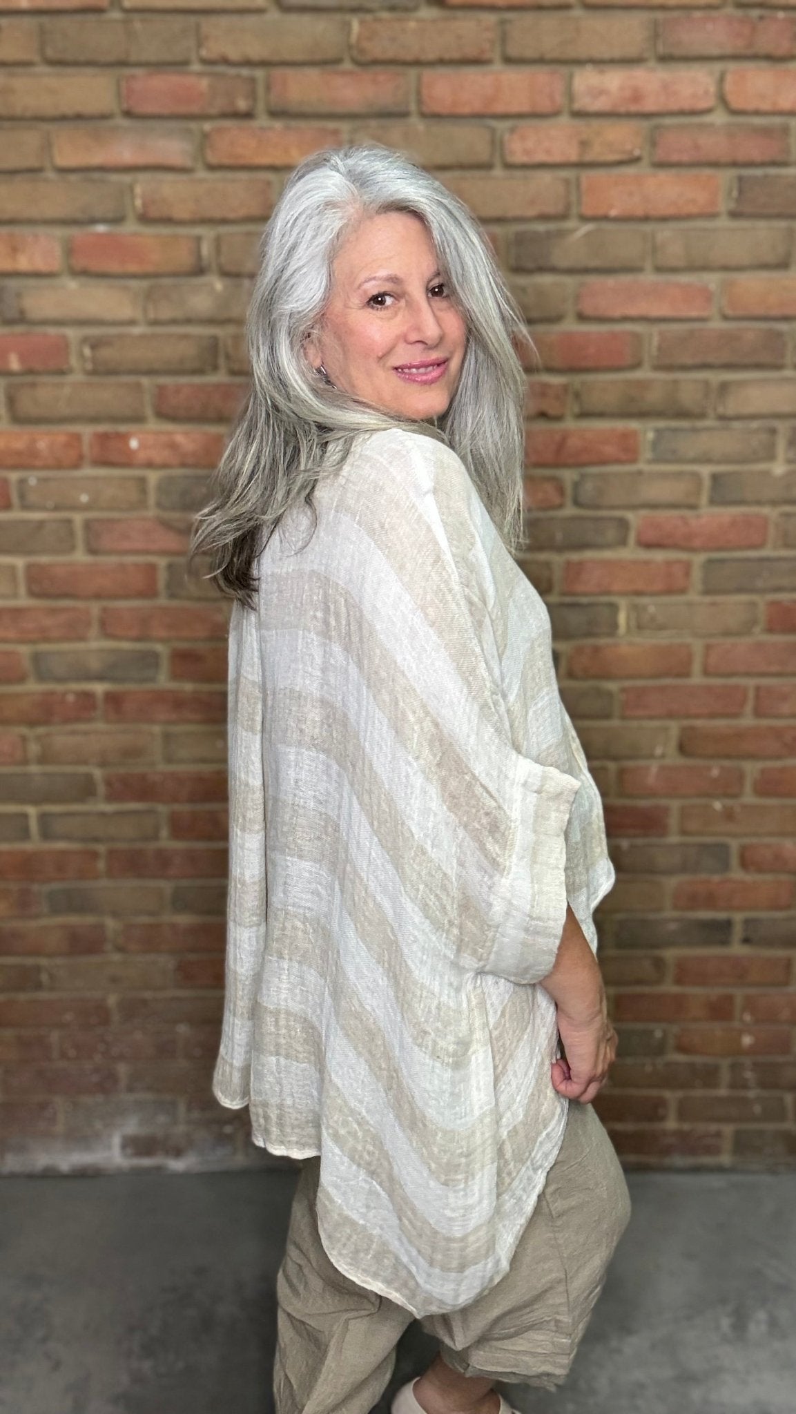 Natural Striped Shirt - Vintage Vault Boutique