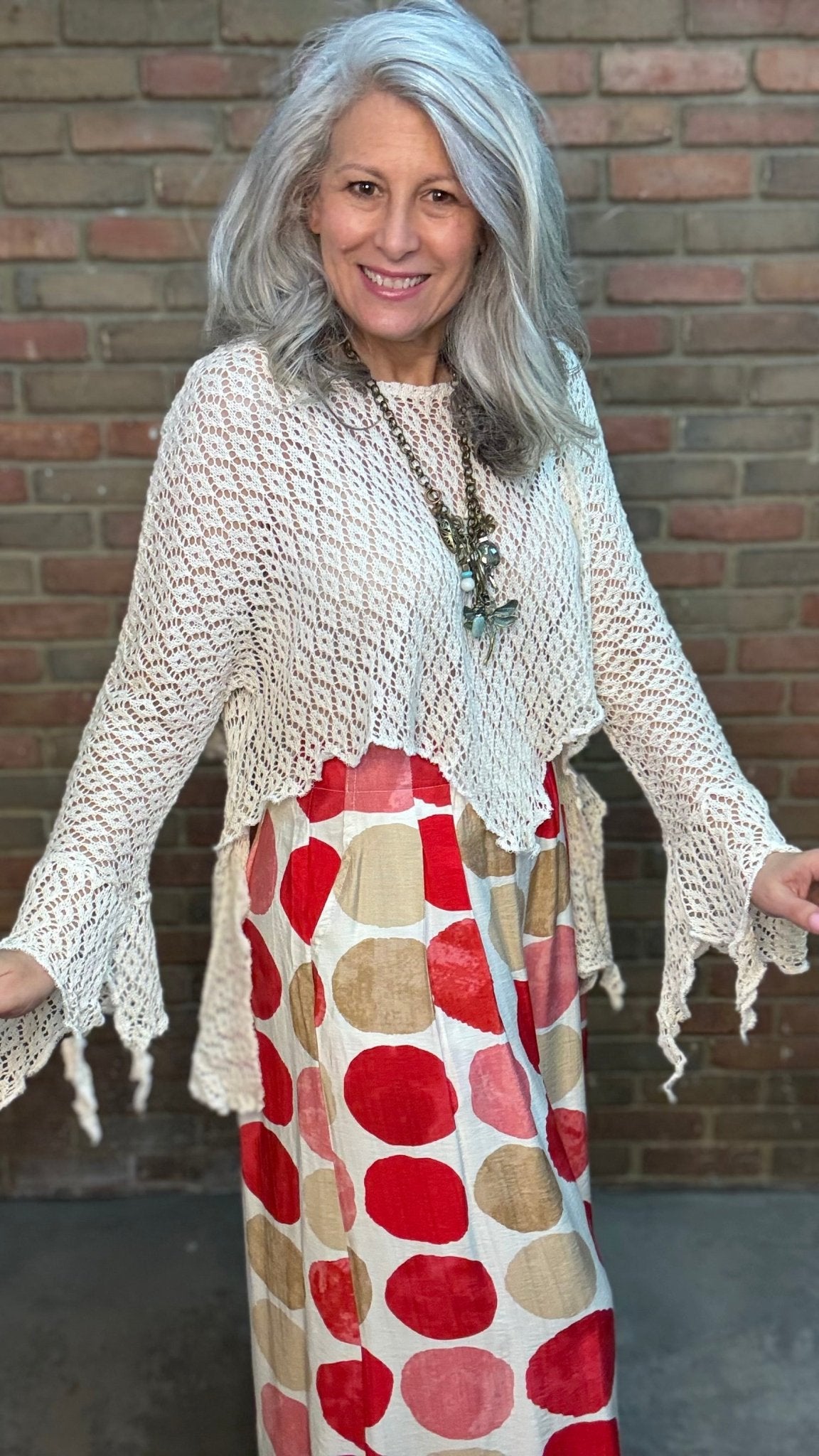 Crochet Asym Sweater Topper - Vintage Vault Boutique