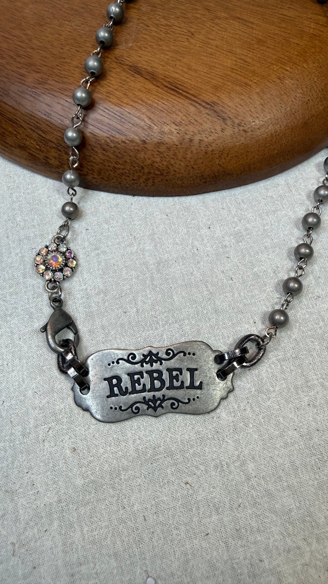 Rebel Vintage Stamped Bar Necklace - Vintage Vault Boutique