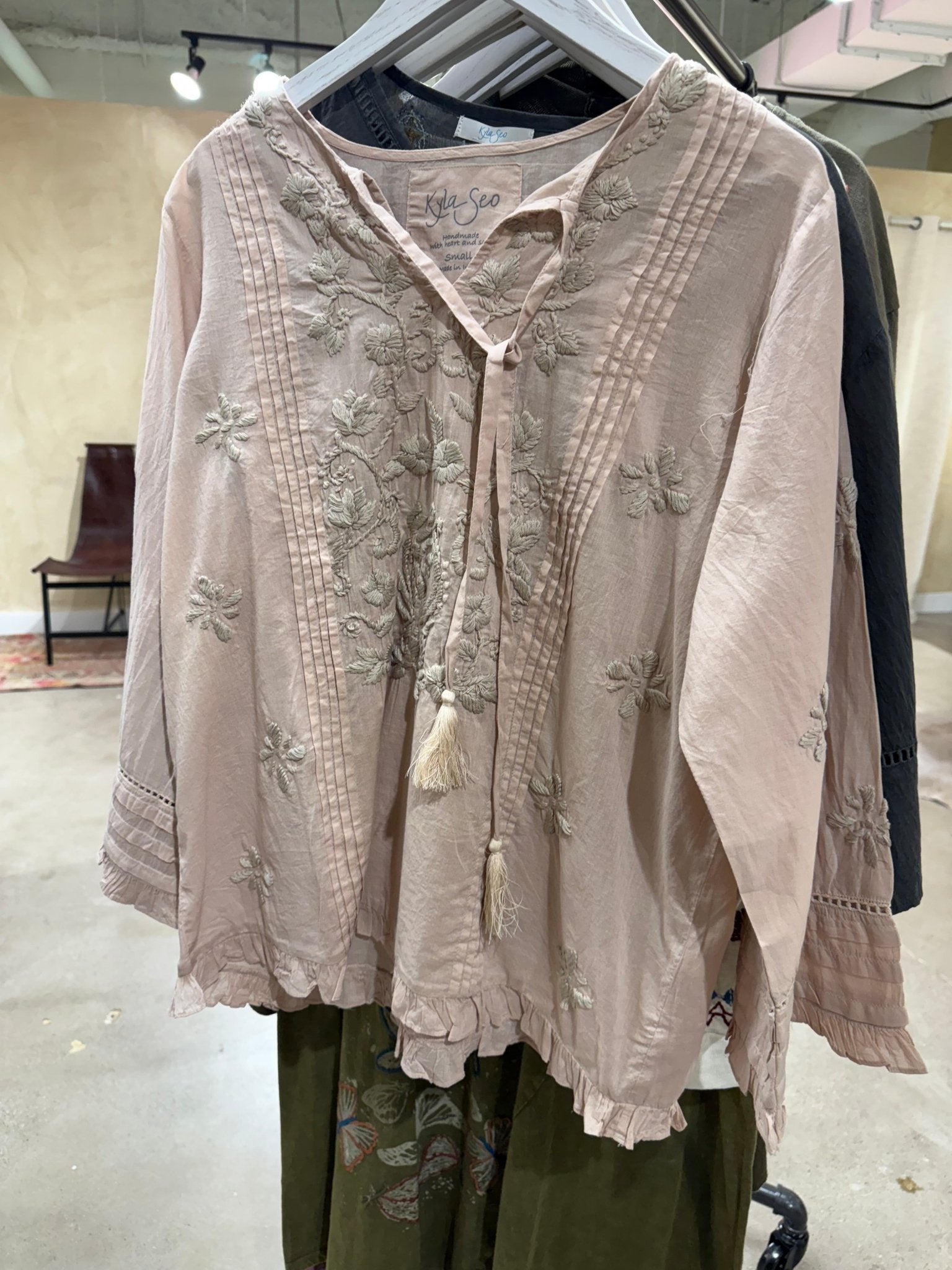Adena - Rose Water Peasant Top - Vintage Vault Boutique
