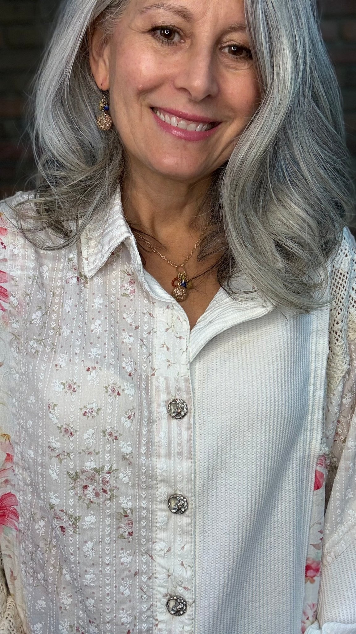 Balloon Sleeve Patchwork Shirt - Vintage Vault Boutique