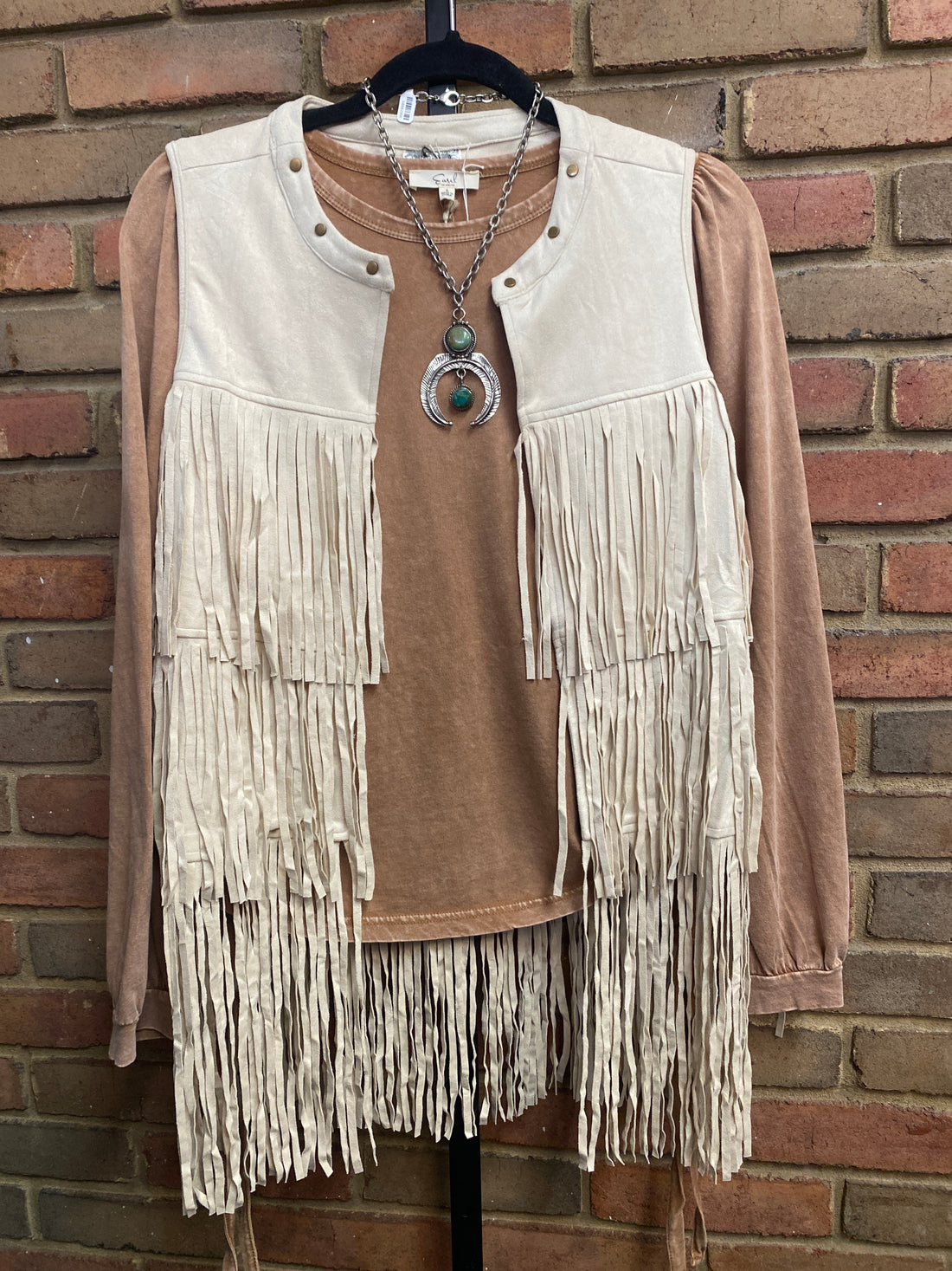 Fringe Suede Vest in Natural