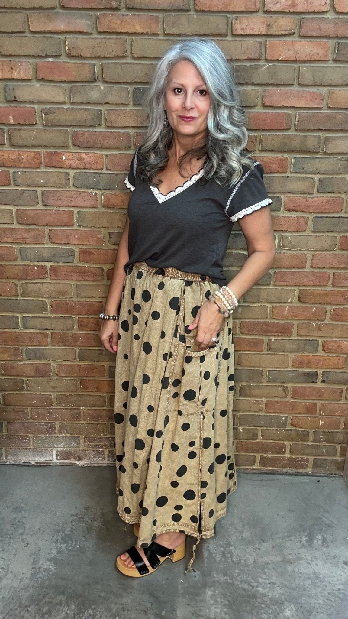 Polka Dot Mocha Skirt - Vintage Vault Boutique