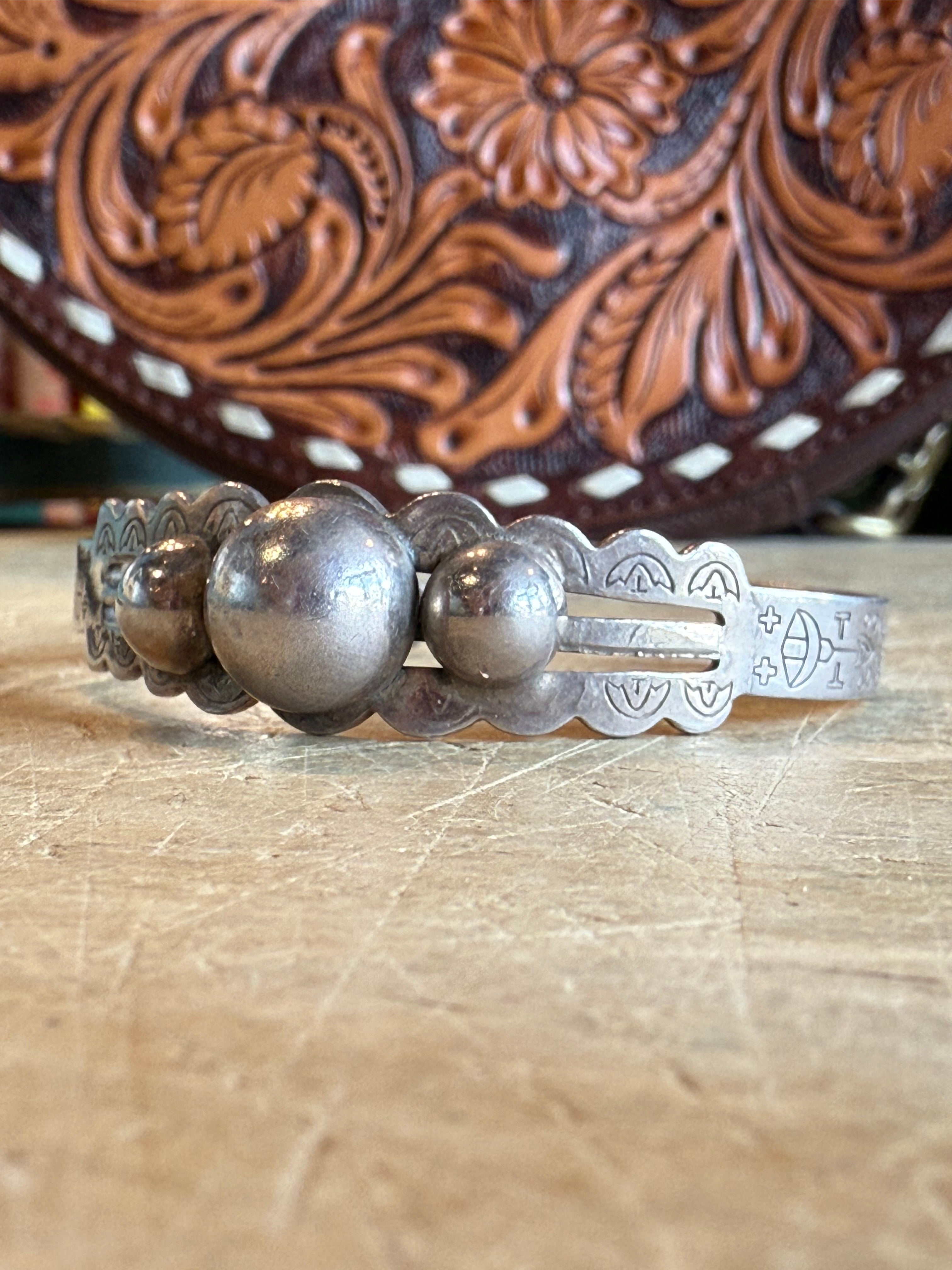 Triple Ball Navajo Silver Cuff