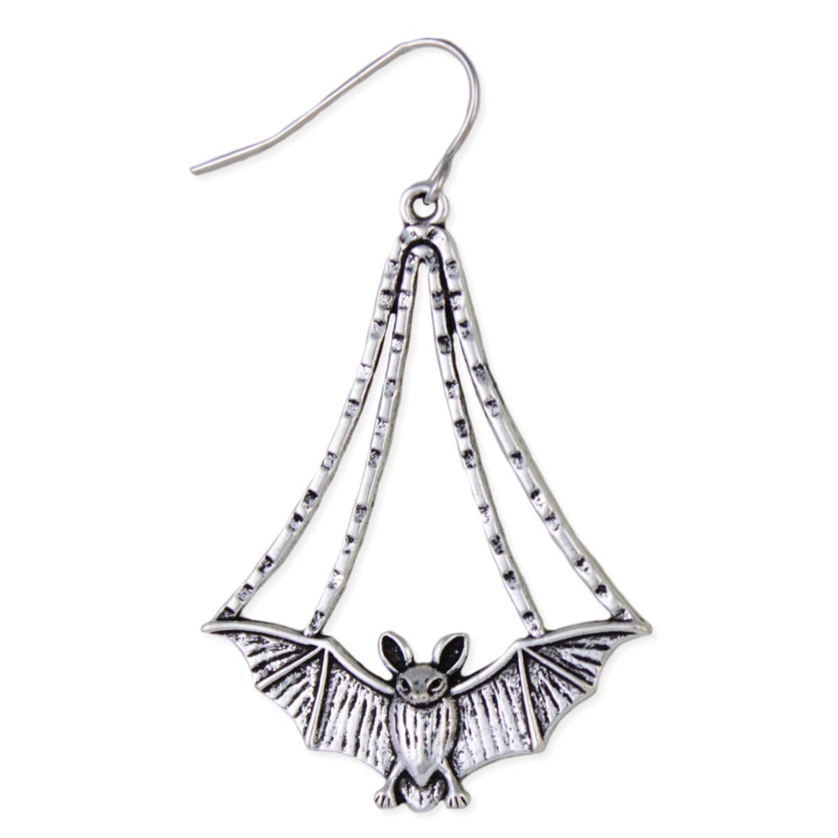 Night Fright Silver Bat Teardrop Earrings - Vintage Vault Boutique