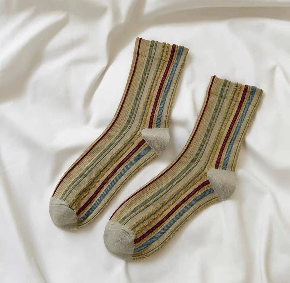 Bohemian Colorblock Striped Socks