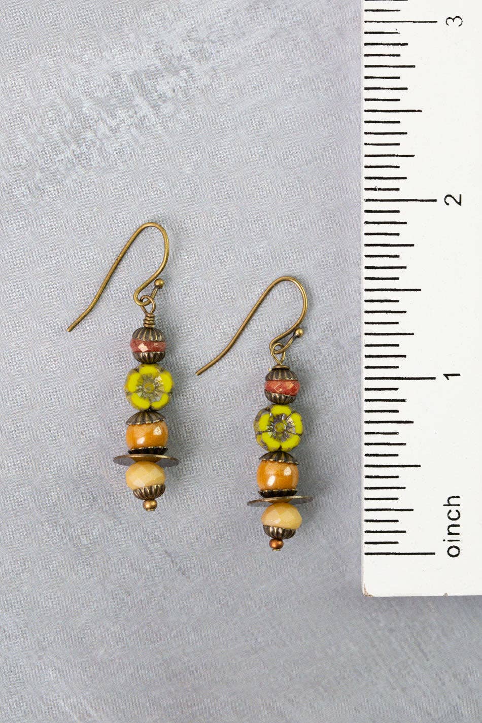 Azulejo Czech Glass Simple Earrings - Vintage Vault Boutique
