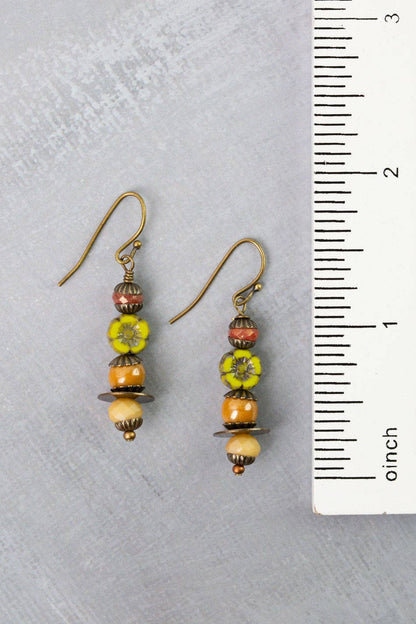 Azulejo Czech Glass Simple Earrings - Vintage Vault Boutique