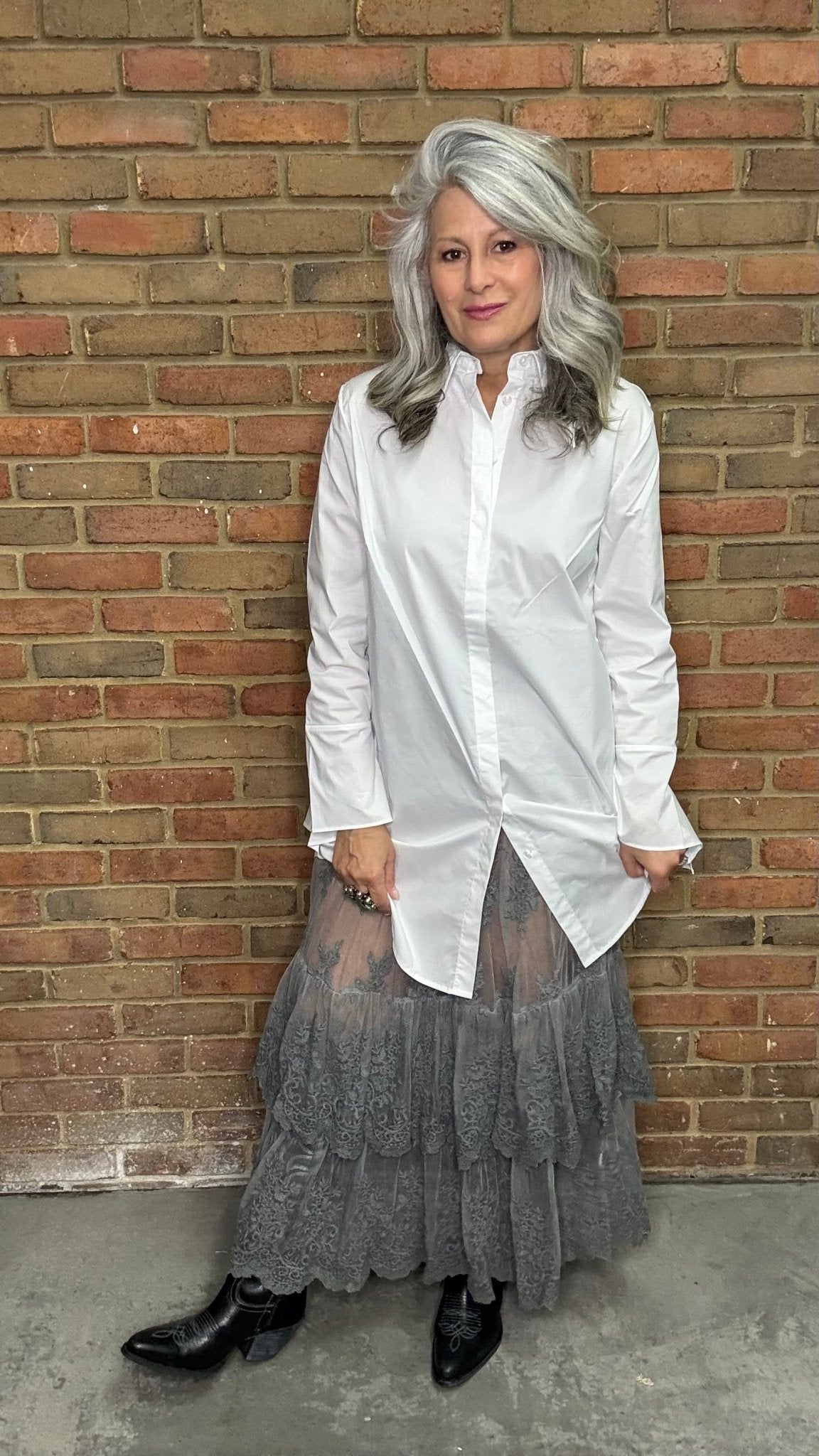 Whispered Skies Skirt in Charcoal - Vintage Vault Boutique