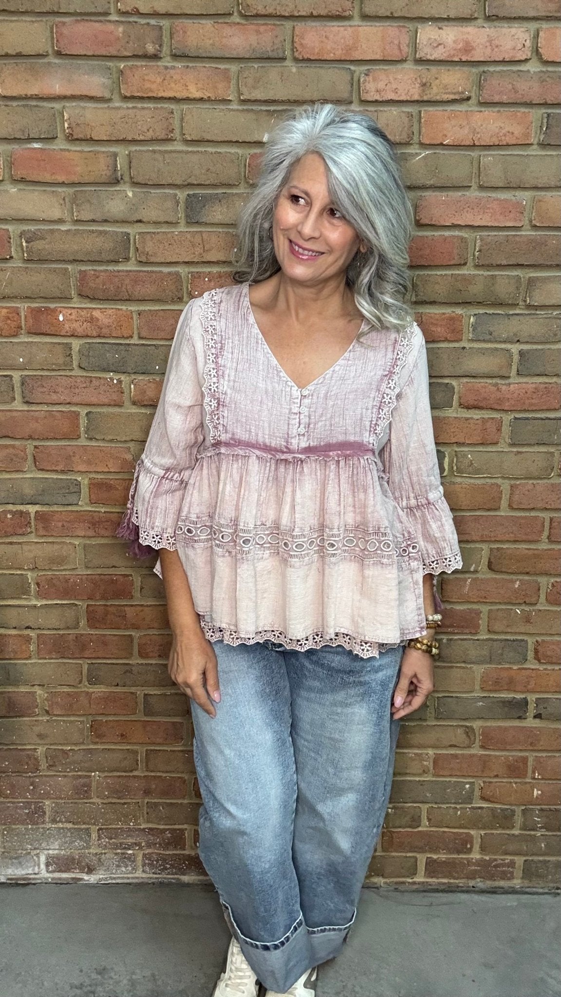 Washed Pink Cotton Gauze Top - Vintage Vault Boutique