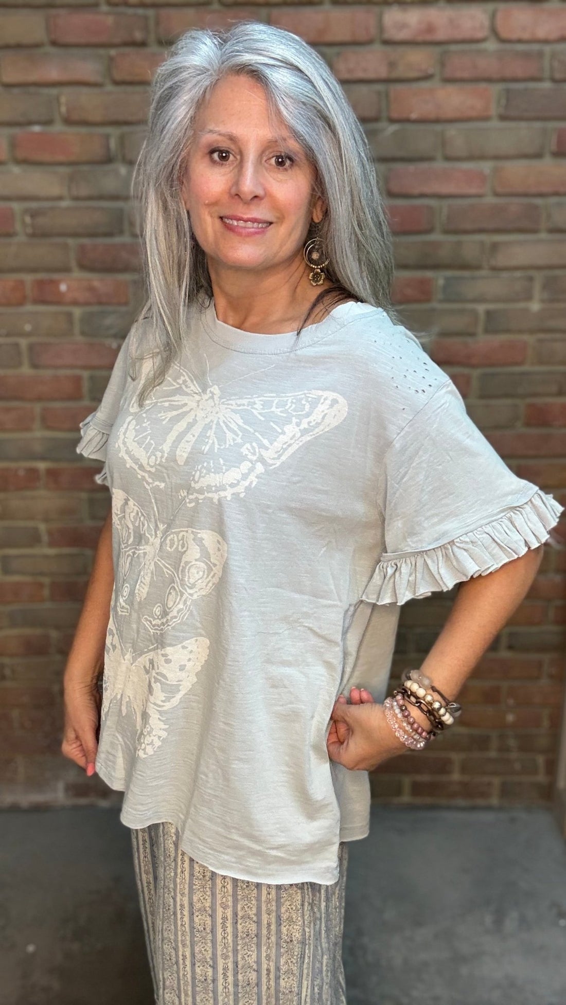 Ruffle Sleeve Butterfly Top - Vintage Vault Boutique