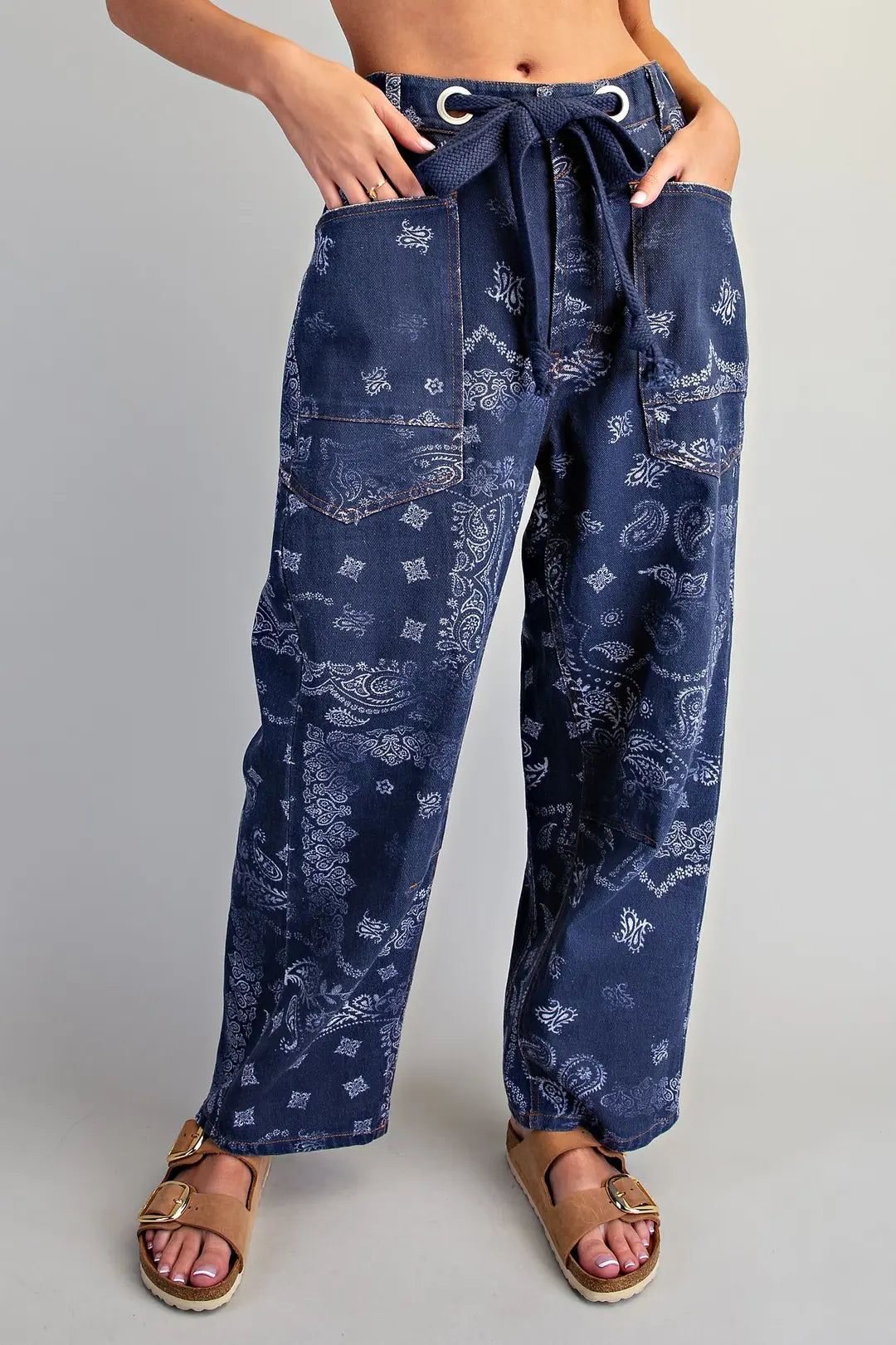 Bandana Barrel Pant With Tie Belt