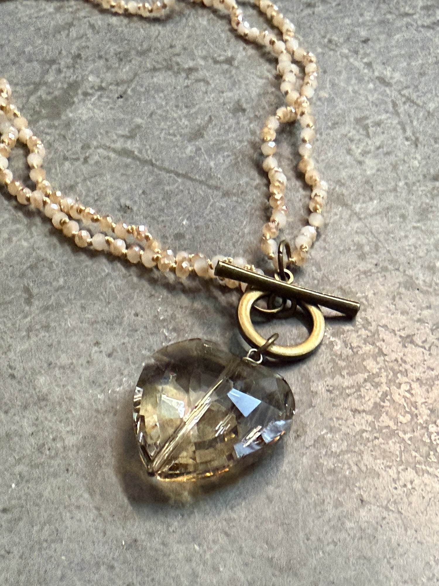 Crystal Beige Heart Necklace