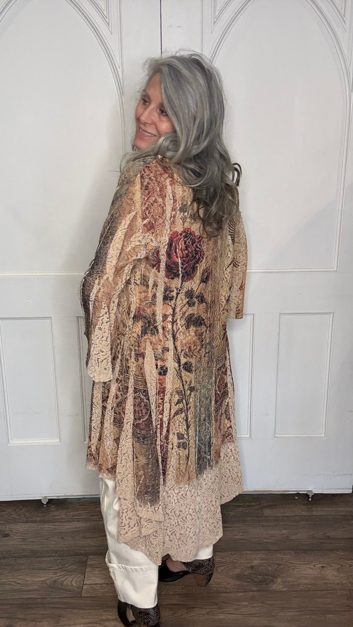 Long Vintage Bird Cardigan