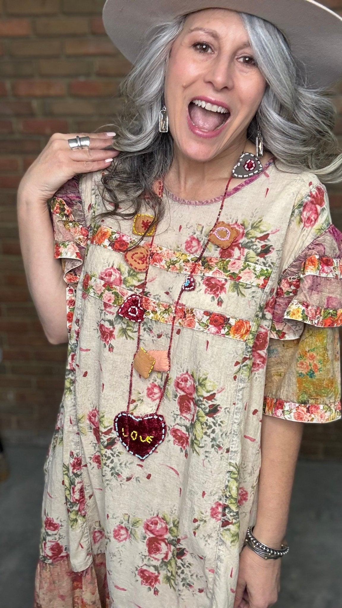 Vintage Wash Ruffle Sleeve Dress - Vintage Vault Boutique