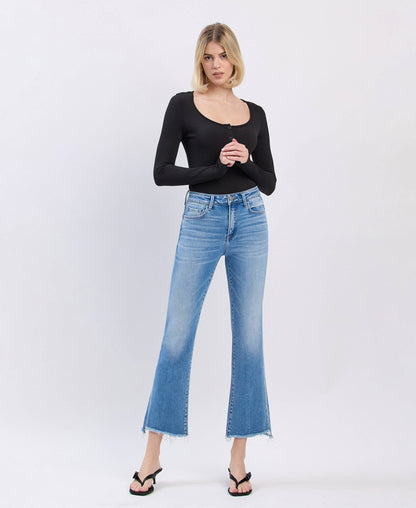 Slant Raw Edge Kick Flare Jean