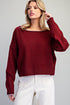 Wine Wide Neck Sweater - Vintage Vault Boutique