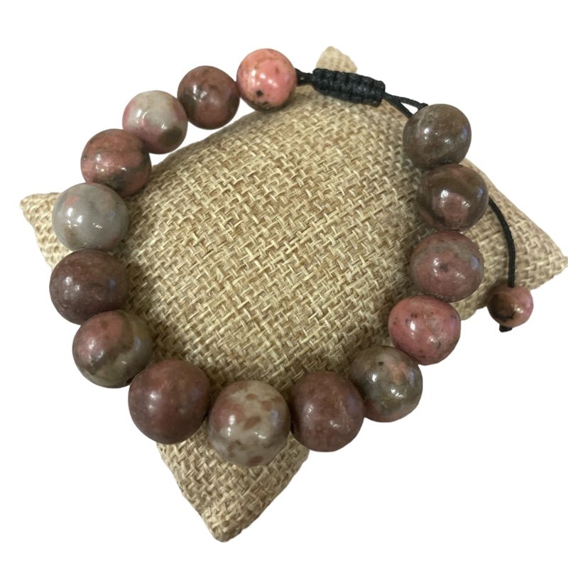 12mm Semi - Precious Stone Adjustable Bracelet - Vintage Vault Boutique