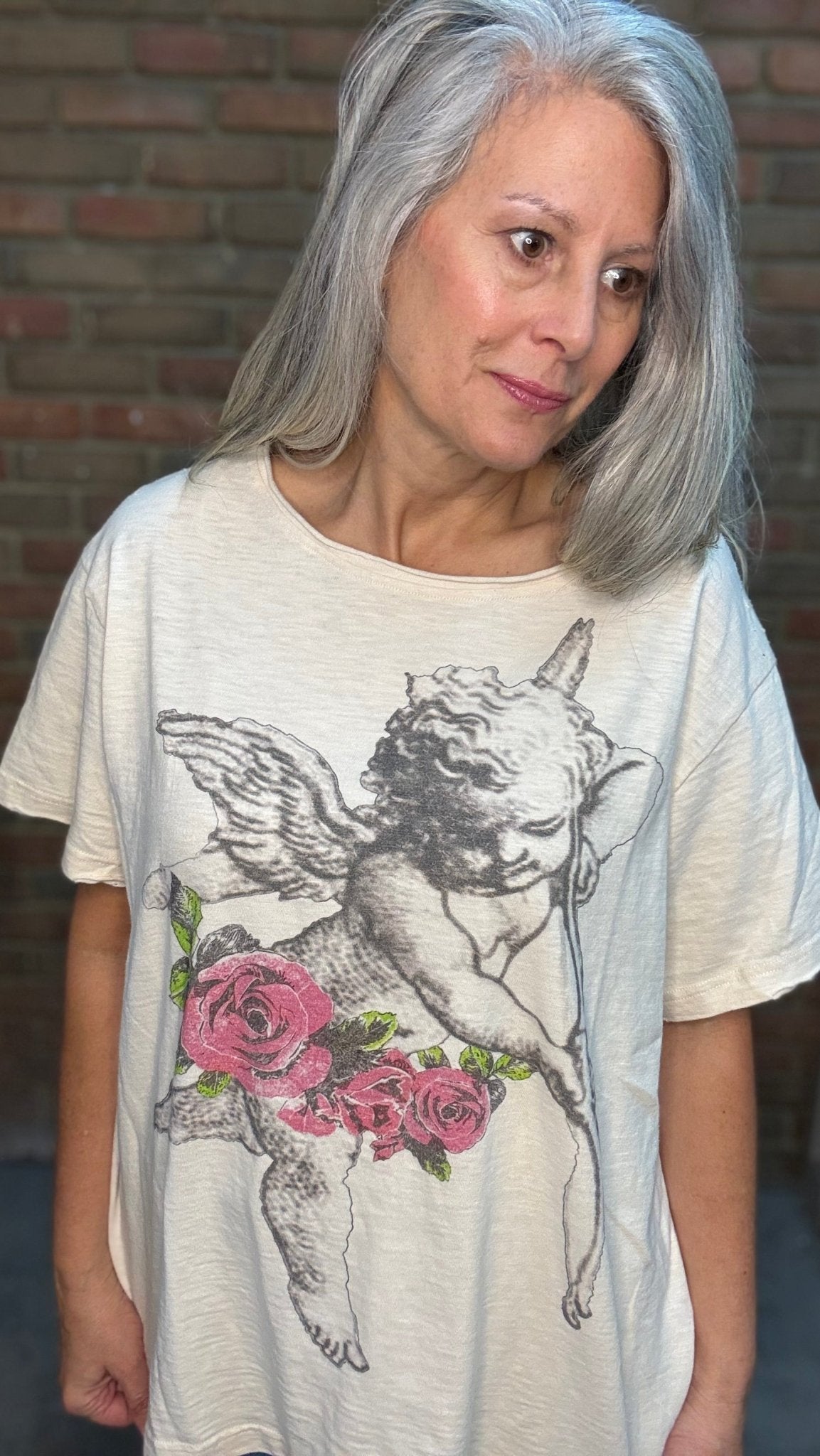 Cherub and Rose T-Shirt - Vintage Vault Boutique