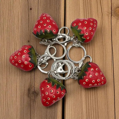 Leather Strawberry Key Chain Purse Charm - Vintage Vault Boutique
