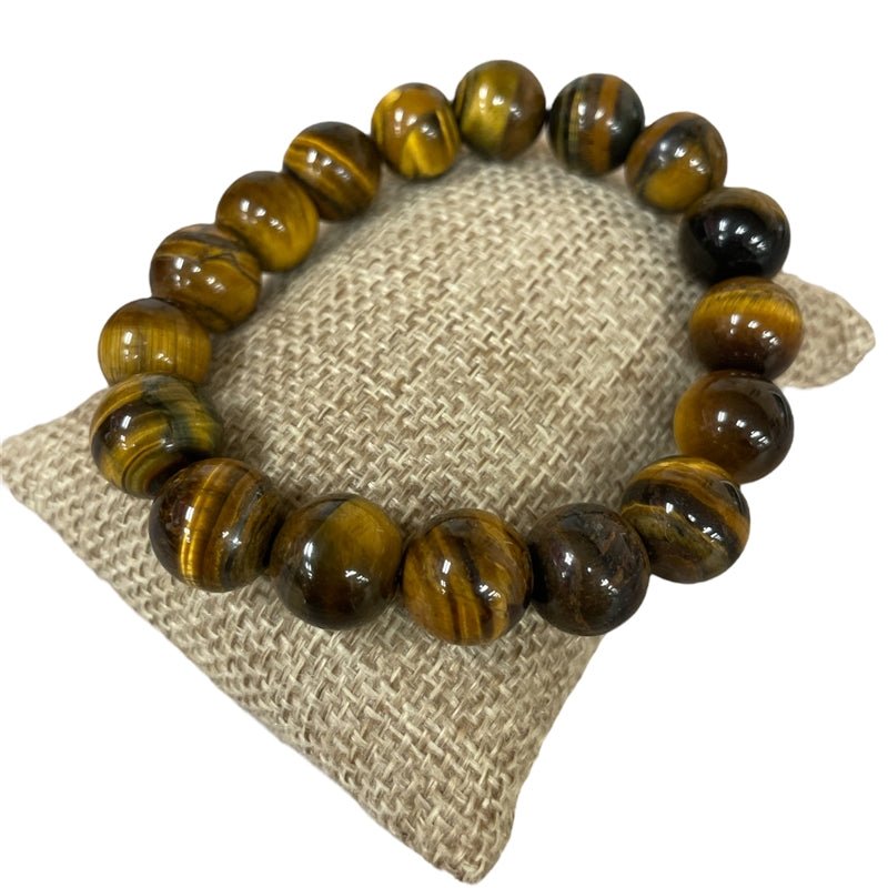 12mm Semi - Precious Stone Adjustable Bracelet - Vintage Vault Boutique