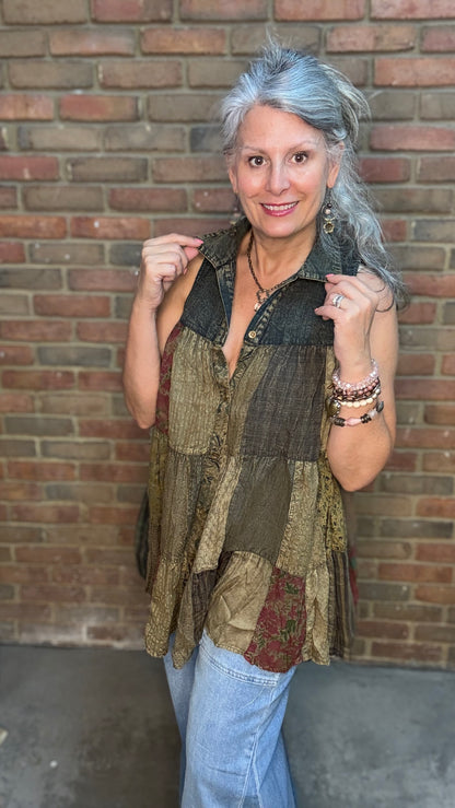 Boho Sleeveless Patchwork Top